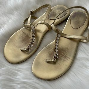 Kate Spade jeweled, Gold flat sandals